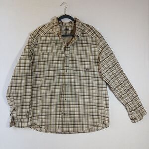 REI Men's Shirt XLarge Brown Plaid Button Down Long Sleeve Outdoors Casual #544